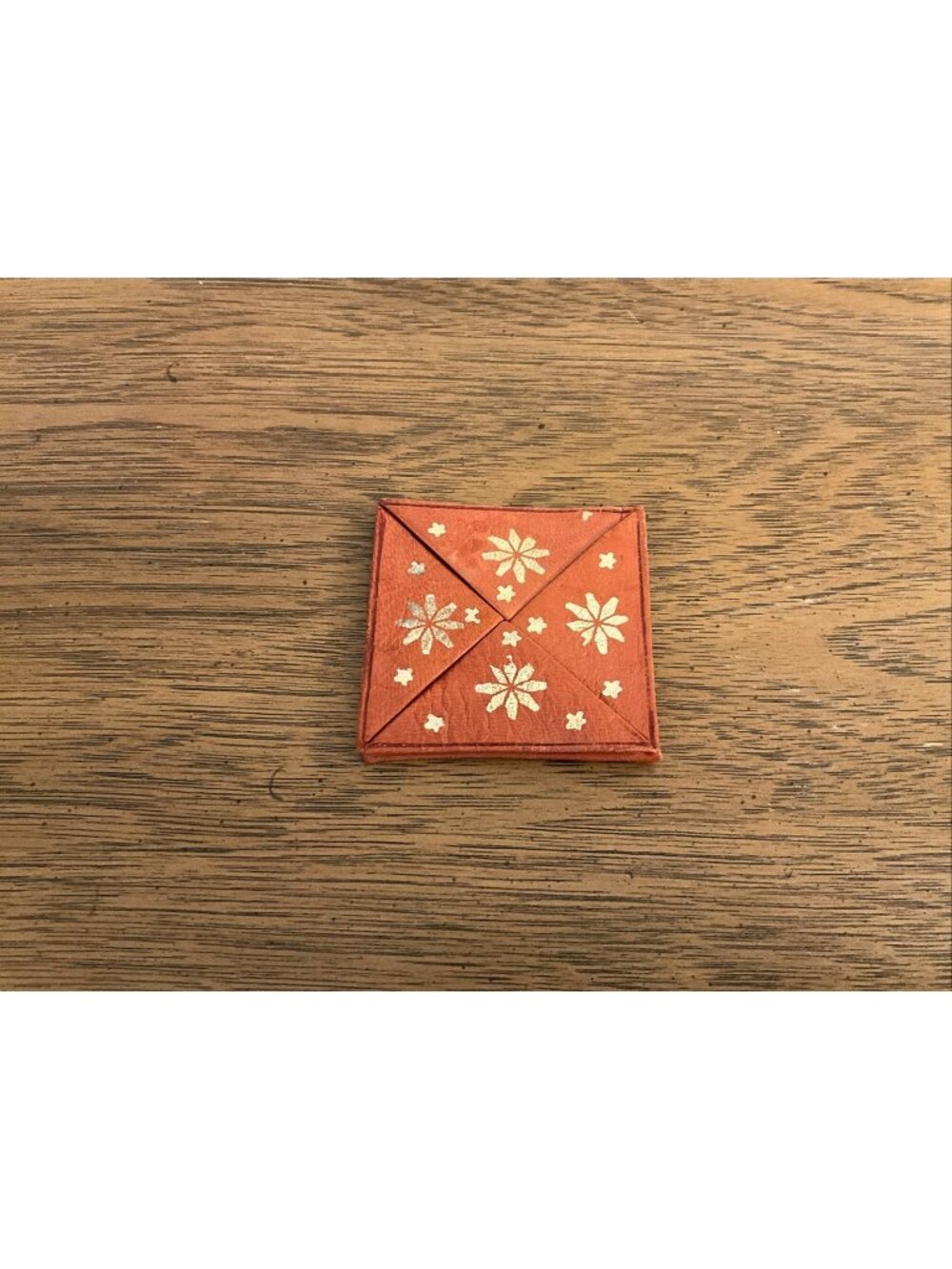 Vintage Red Leather Moroccan Origami Folded Coin Purse Rare